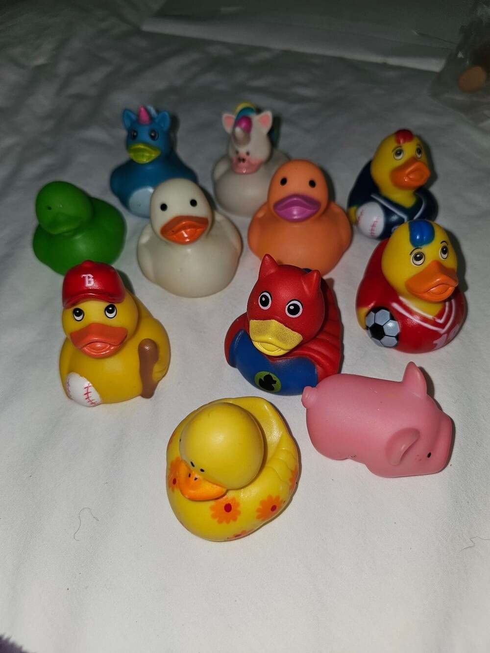 Assorted Rubber Duckies Lot Of 10 Novelty Bath Toys